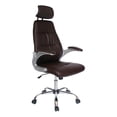 thumbnail image 1 of Silla de Escritorio Ejecutiva Offiho Ergonómica con Cabecera Reclinable tapiz Soft revolving leather color chocolate, 1 of 5