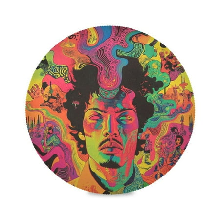 

WOBOGO Abstract Characterization Pattern Round Placemats Set of 4 Heat Resistant Washable Kitchen Table Decorations 15.4in