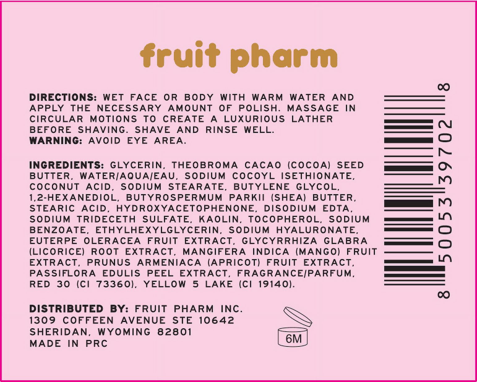 Fruit Pharm Mango Mousse Smoothing Shave Butter for Body for All Adult Skin Types