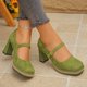 thumbnail image 5 of Los Tacones de los Pies Anchos de las Mujeres de Moda Desgaste Casual Versátil de Gran Tamaño de Bajo Corte Hebilla Correa Dedo Del Pie Tacón Grueso Zapatos de Tacón Alto con Plantillas de Zapato Gru, 5 of 9