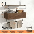 thumbnail image 3 of Autumn Alley Rustic Farmhouse Bathroom Shelves Wall Mounted – Industrial Floating Shelves for Bathroom With Towel Bar – Stunning Inlaid Wood Design, Above Toilet Shelves Rustic Towel Rack, 3 of 7