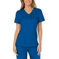 thumbnail image 2 of HAPIMO Women's Fashion Shirts V-Neck T-shirt Solid Color Print Tops Short Sleeve Tees Tunic Scrub Pocket Blouses Working Uniform Clothes for Girls Blue S Savings, 2 of 4