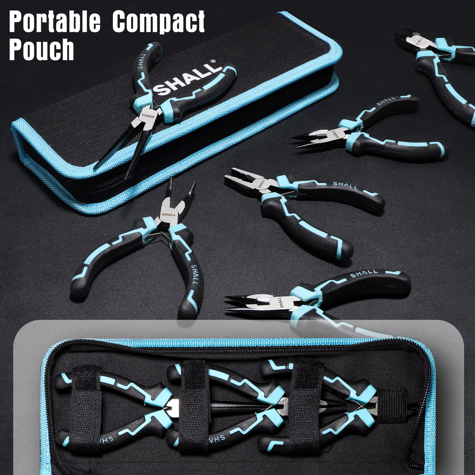 SHALL Mini Pliers Set, 6-Piece Small Pliers Tool Set Includes Needle Nose,  Long Nose, Bent Nose, Diagonal, End Cutting and Linesman for Making Crafts