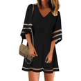 thumbnail image 1 of OUSITAID Femmes Casual Col Rond Maille Patchwork Manches Évasées 3/4 une-Ligne Robe Tunique, 1 of 6
