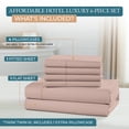 thumbnail image 3 of Casa Platino 600 Thread Count Hotel Style Sheet Set – 100% Cotton Twin Sheet, Sateen Weave, 15” Deep Pocket, Additional 2 Pillowcases, Machine Washable – Sepia Rose, 3 of 8