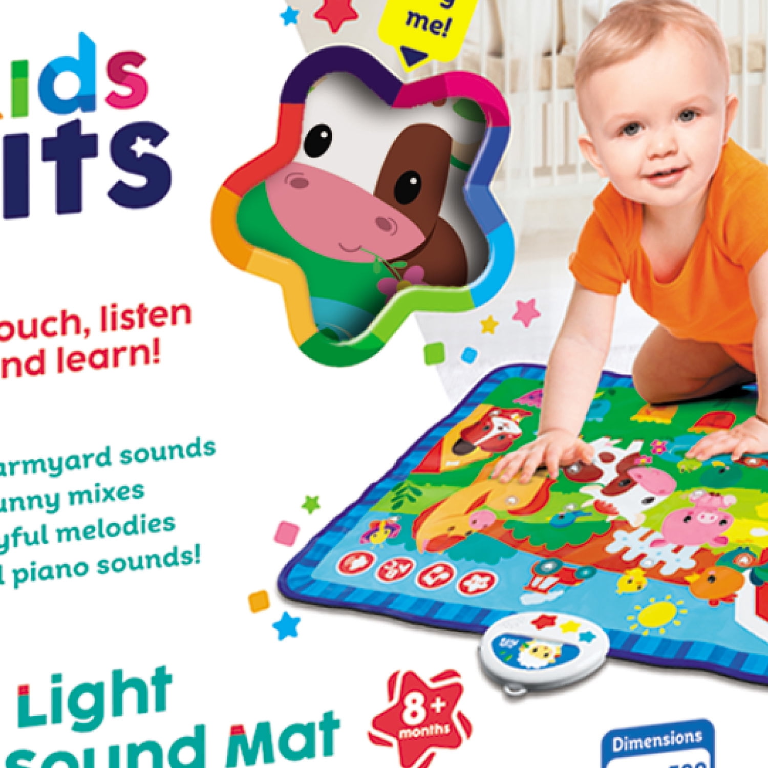Kids Hits: Light & Sound Mat - Noisy Farm - Musical Activity Floor Pad, Sensory Toy, Animals-Songs-Piano Notes, Touch-Listen-Learn, Baby-Toddlers 8Mo+
