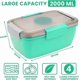 thumbnail image 2 of Bento Box 2000ML, Lunch Box Salad Lunch Container To Go with 4 Compartment Tray, Salad Bowl with Dressing Container, Meal Prep to Go Containers,Green, 2 of 5