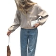 thumbnail image 2 of Chaquetas Abrigadas con Cremallera para Mujer, de Otoño e Invierno, de Larga, Informales, Holgadas y con Bolsillos. Caqui M, 2 of 7