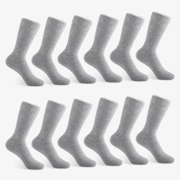 4 Pairs Men's Athletic Crew Socks Thick Sports Cotton Casual Size 10-13 Gray