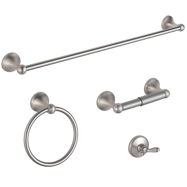 BGL Bathroom Accessories Set, Expandable Brushed Nickel 4Piece Towel