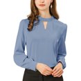thumbnail image 1 of AllegK Dde San Patricio profesional Blusas de gade manlarcon cuello alto elegante pamujer Azul oscuro L, 1 of 6