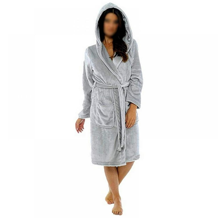 Women Extra Slim Thermal Jacquard Flannel Bathrobe Plus Size Warm Bath Robe Dressing Gown Robes - Walmart.com