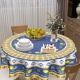 thumbnail image 5 of Lemon Round Tablecloth 60 Inch Blue Yellow French Country Style Fruit Floral Print Table Cloth Rustic Farmhouse Washable Polyester Table Cover for Kitchen Dining Room Party Indoor Outdoor Home Decor, 5 of 6