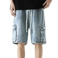 thumbnail image 5 of Lroveb Jean Shorts for Men Big and Tall Summer Denim Cargo Shorts Work Casual Baggy Bermuda Shorts with Pockets Blue, 5 of 6