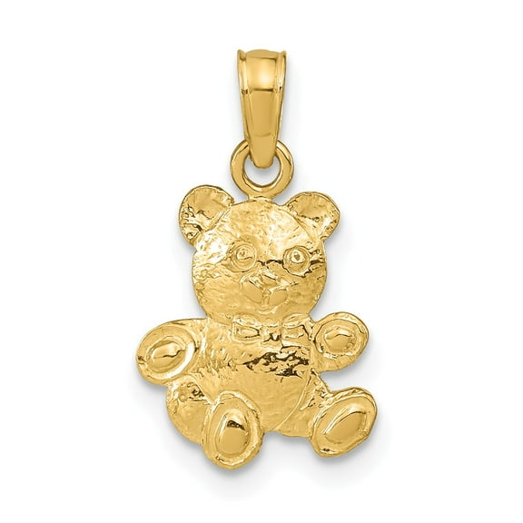14k Yellow Gold 2-D Teddy Bear Pendant
