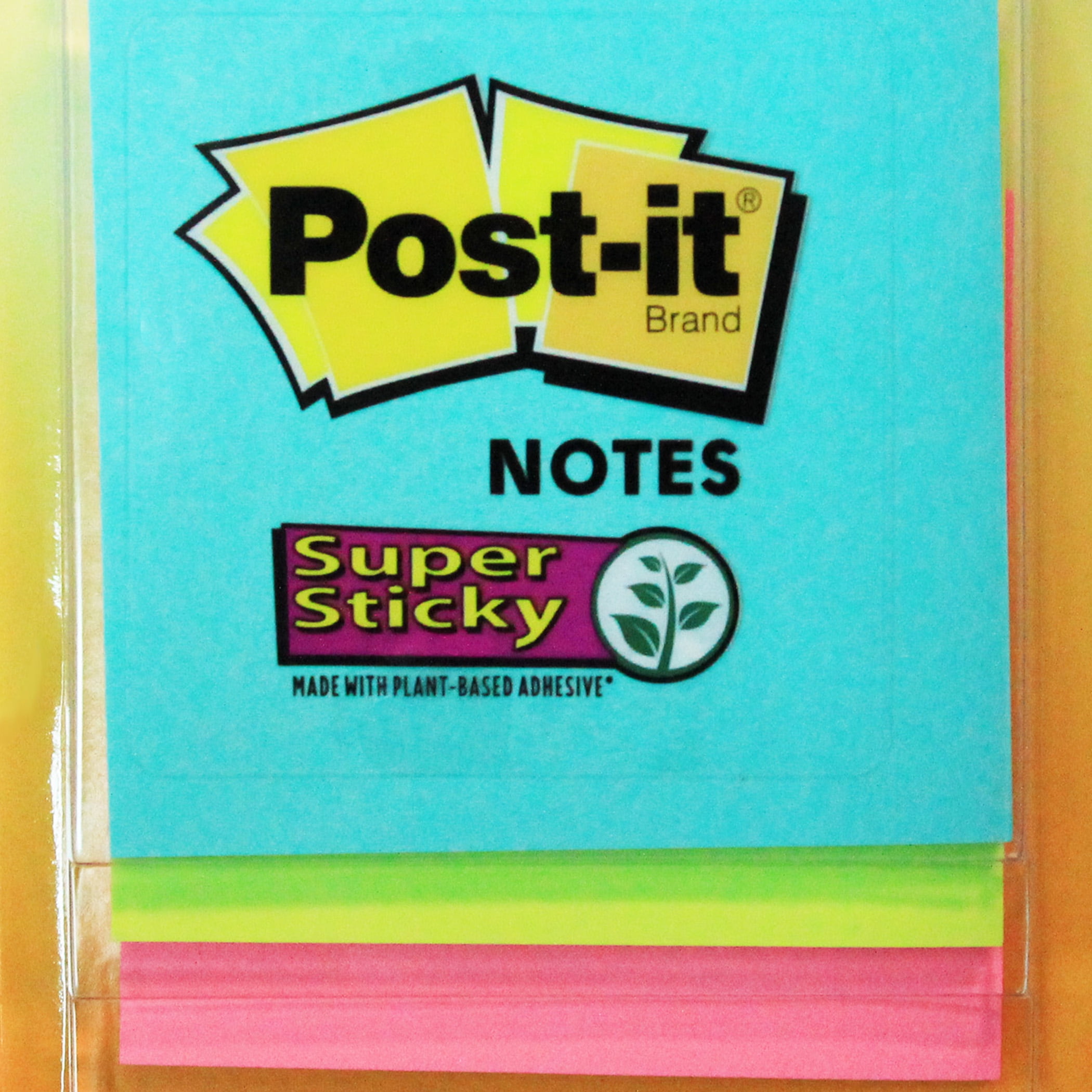 Post-it Super Sticky Notes, 3" x 3", Miami Collection, 3 Pads/Pack, 6 Packs