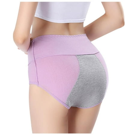 Lovzfmll Underwear Women Pack  Women s Briefs Cotton High Waist Solid Color Comfortable Breathable Physiological Underwear Panties Ladies Panty Purple XL