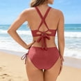 thumbnail image 5 of Maqroz Crochet Tie Side Bikini Set for Women Knitted Texture Two Piece Swimsuit Padded Bra Bathing Suit Boho Beachwear Summer Pool Party Vacation Essential Swimming Costume Swimwear, 5 of 9