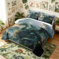 thumbnail image 3 of meiyoeat Valley Green Dragon Quilt King for Boys Men, Castle Ancient Animal King Coverlet Set, Grey Green, 3pcs, 1 Comforter and 2 Pillowcases, 3 of 7