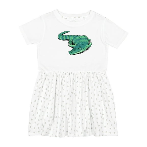 Inktastic Cute Sleepy Alligator Green Alligator Design Girls Toddler Dress