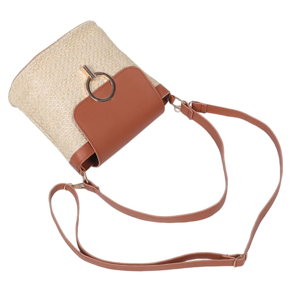 ELAYARD Women’s Woven Bag Brown Straw Crossbody Handbag 1Pack For Vacation Carry Essentials