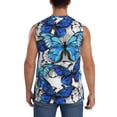 thumbnail image 4 of Bingfone Blue and White Butterflies Pattern Men's Tank Tops Workout Sleeveless Tee Shirts Running Beach Tanks for Men-3X-Large, 4 of 8