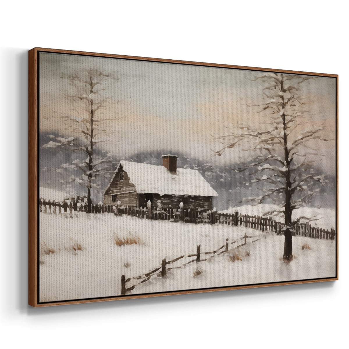 Vintage Landscape-II By Wexford Home Framed in Walnut Wood Gallery Wrapped Canvas 25 in. x 37 in.