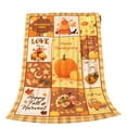thumbnail image 2 of Fall Decor Throw Blanket Patchwork Pumpkin Maple Leaf Turkey Gnome Print Fleece, Autumn Harvest Quilt Style Plush Throw for Couch Bed Sofa, Cozy Thanksgiving Home Decor for Farmhouse 39.4×29.55in, 2 of 3