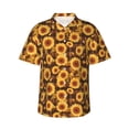 thumbnail image 1 of Fotbe Vintage Brown Plaid Sunflower Camisa Hawaiana para Hombre Unisex – Camisa Casual de Verano con Botones de Manga Corta de Algodón y Lino,Large, 1 of 7