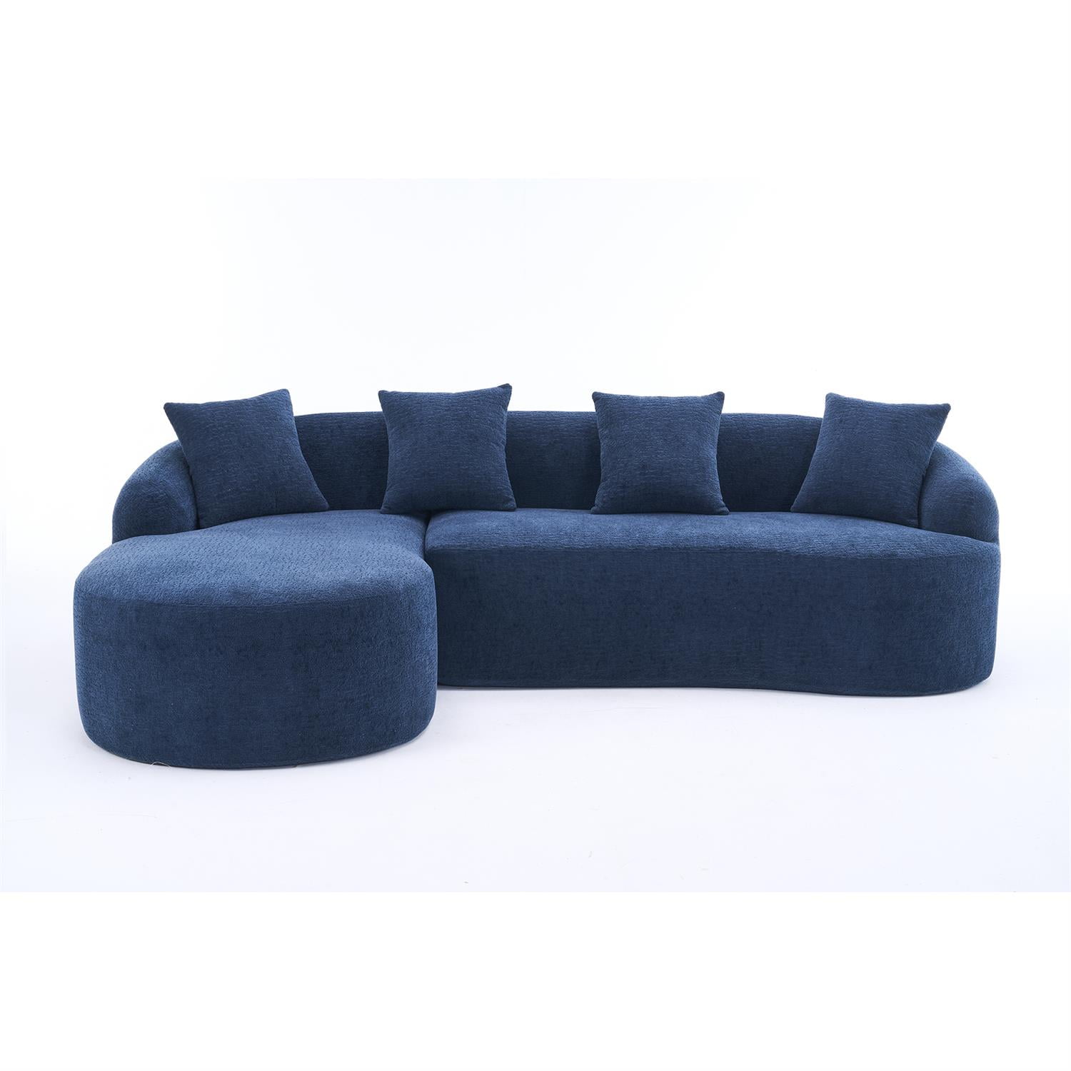 Demi Bonn 98" Cozy L-Shape Sectional Sofa with Curved Chaise, High-Density Foam, Chenille Modular Couch for Living Room, Supports 900 lbs, Blue