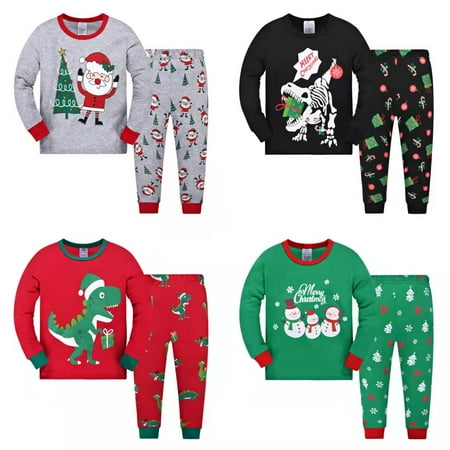 

Somenie Boys 2 Pieces Long Sleeve Matching Christmas Pajama Sets Children Clothing Suit Top + Pants Black Color Sizes 6T