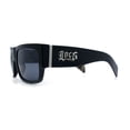 thumbnail image 6 of Locs Mens Day of Dead Skull Print Thick Arm Rectangle Horn Rim Sunglasses Brown, 6 of 8