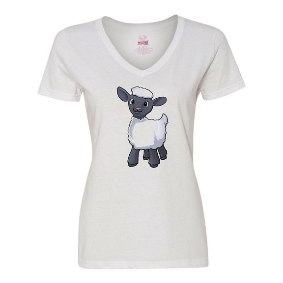 Inktastic Cute Little Lamb Women's V-Neck T-Shirt
