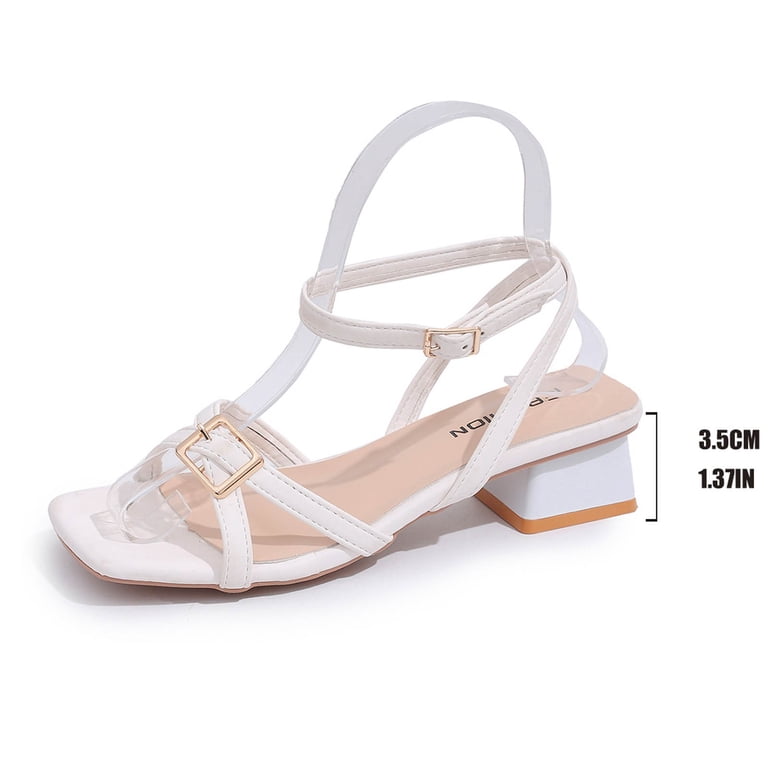 low heel dress sandals for women YDN Chic Block Open Toe Ankle Strap Patent Comfortable Walking Flat Shoe Nude 11 lightly cushioned footbed DREAM PAIRS Women's Open Toe
