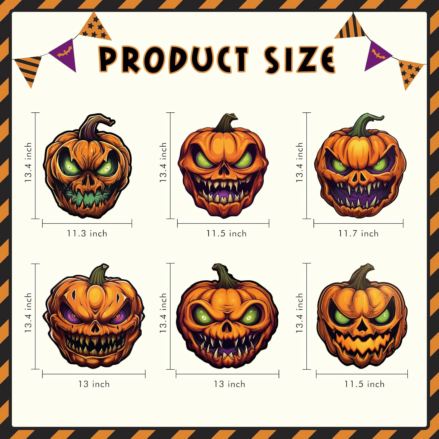 6 Pack Glow-in-the-Dark Pumpkin Yard Signs for Outdoor Halloween Lawn Decor