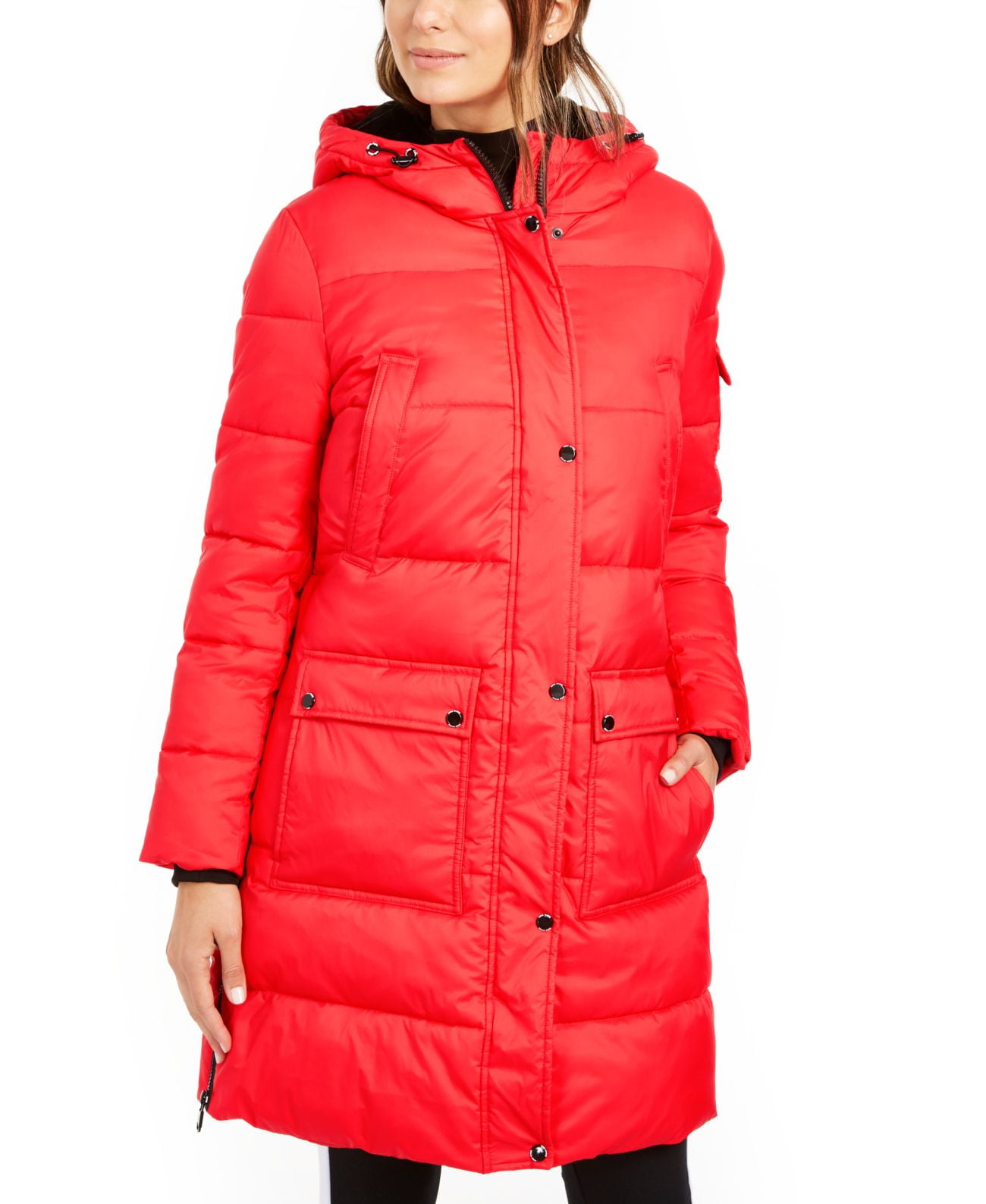 Calvin Klein Oversized Hooded Puffer Coat (Red, M) 