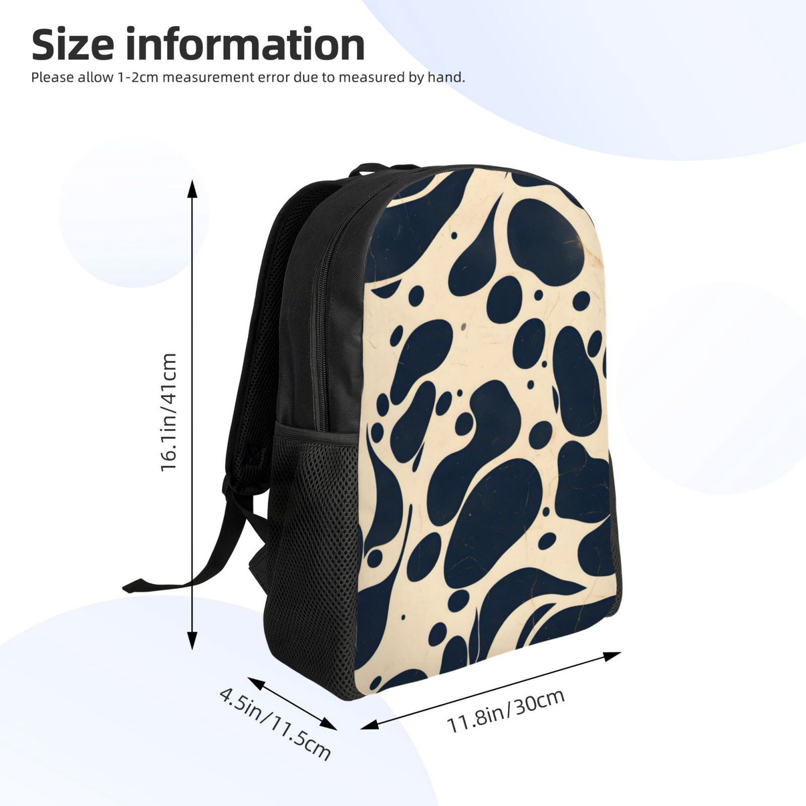 Single Side Full Backpack 16.1×11.8×4.5in Large Capacity Breathable Shoulder Belt Leisure Simple And Strong Bearing Capacity Milk Cow Skin Print Style Darkvoilet_1