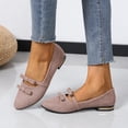 thumbnail image 5 of Women's Flats Pointed Toe Bow Knit Shoes Comfortable Dressy Suede Slip On Flat Lightweight Shallow Mouth Shoes, 5 of 9