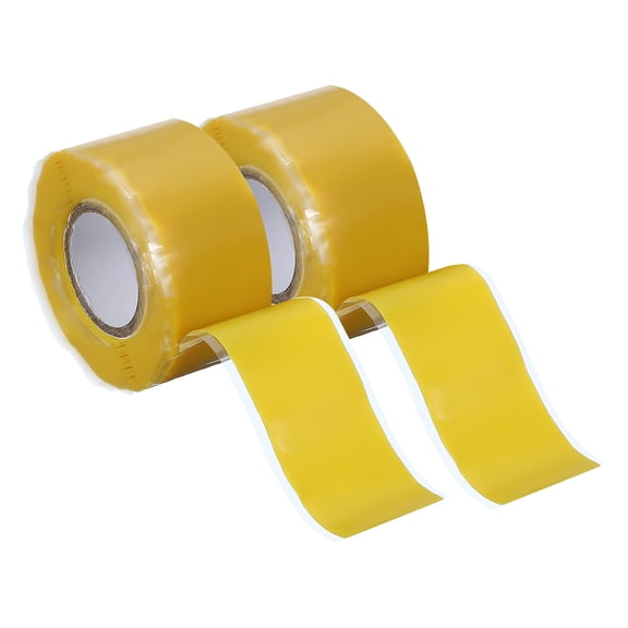 2 Pcs Self Fusing Silicone Tape, 1" x 10ft Silicone Sealing Tape Plumbing Pipe Repair Tape for Handles Plumb Hose Pipe Leaks, Yellow