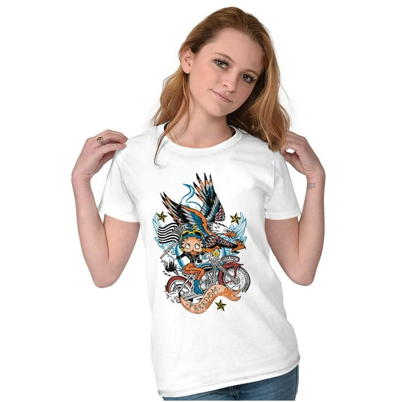 Betty Boop Biker American Eagle Women's T Shirt Ladies Tee Brisco Brands S