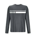 thumbnail image 3 of SYMOID Pajamas Mens Long Sleeve Crew Neck T-Shirt - Gray, Soft Stretchy (60% Polyester 35% Cotton 5% Spandex), M to XXXXL Big & Tall, Relaxed Fit, Diagonal Geometric Stripe,Size XL, 3 of 3