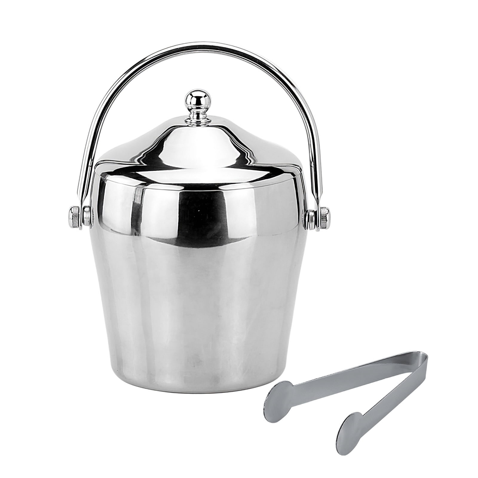 2.0L Stainless Ice Bucket With Clamp And Lid Portable Double Wall Ice