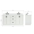 thumbnail image 3 of Ariel Kelly 73 Inch Double Rectangle Sink Bathroom Vanity With Pure White Quartz Countertop 1.5 Inch Edge In White, 3 of 12