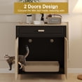 thumbnail image 7 of Faceket Wooden Ventilated Cat Litter Box Furniture with Scratching Board Doors and Drawer, Black, 7 of 7