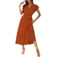 thumbnail image 1 of Vestido PRETTYGARDEN cruzado con escote en V, maxi de verano color rojo talla M, 1 of 7