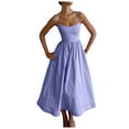 thumbnail image 2 of EliteGoogv Womens Slip Dresses U Neck Spaghetti Strap A Line Dresses For Women Ruched Waist Backless Summer Dresses Vacation Party Dresses Purple, 2 of 5