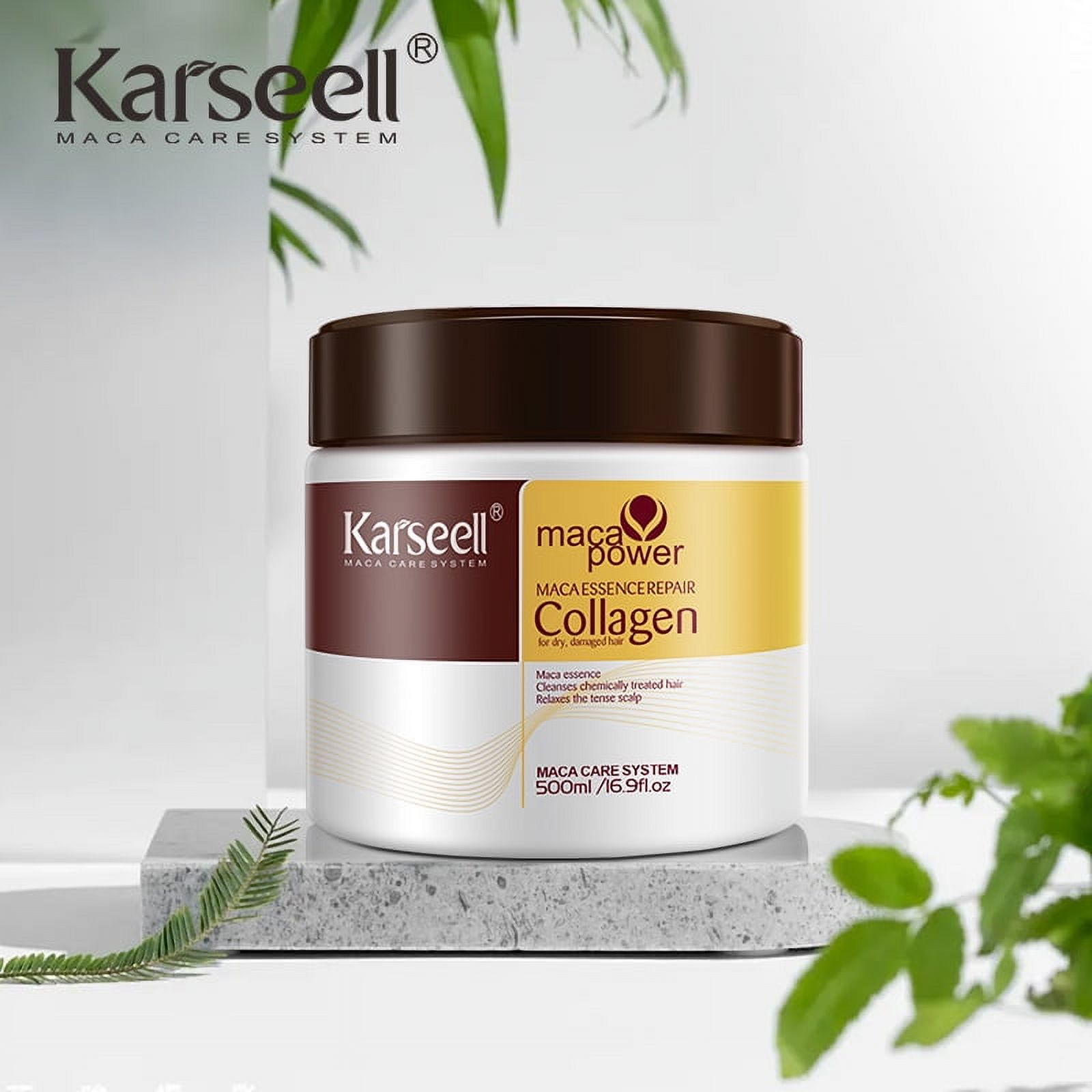 Karseell Collagen Hair Treatment Deep Repair Conditioning, Hair Mask Argan Oil Set for Dry Damaged Hair All Hair Types 16.9floz + 1.69floz