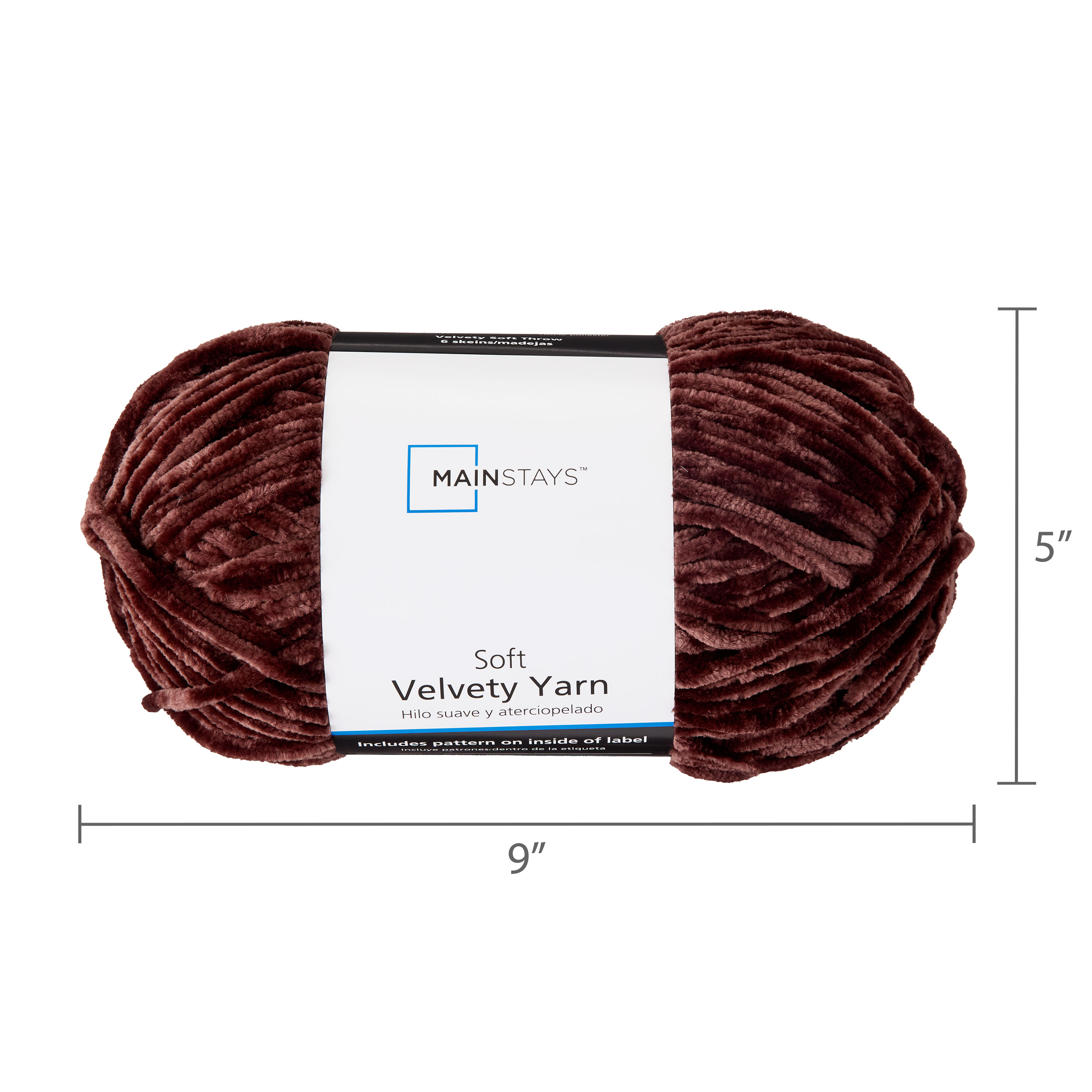 Mainstays Soft Velvety Yarn, 315 yd, Warm Chocolate, 100% Polyester