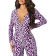 thumbnail image 4 of VISgogo Mono con Estampado de Leopardo Animal para Mujer, Manga Larga con Escote en V Profundo Bodycon Pantalones Largos Body Ropa de Dormir VISgogo moda, 4 of 7
