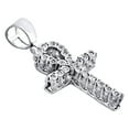 thumbnail image 4 of Mens Genuine Diamond Ankh Cross Pendant 1.25" White Sterling Silver Charm 1/7 CT, 4 of 6